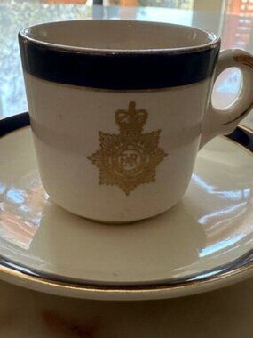 Vintage Alfred Meakin Bleu De Roi Cup & Saucer Royal Canadian Army Service Corps